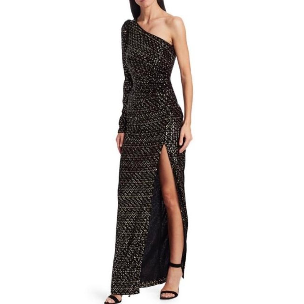 NWT ML Monique Lhuillier Womens One Shoulder Evening Dress, Size 6